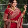 RED SEQUENCE CODING WORK SAREE WITH DUPATTA PARTY WEAR